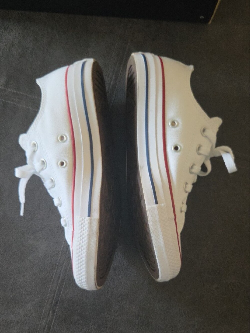 Converse White Low Top Sneakers with Red Trim - Picture 6 of 7